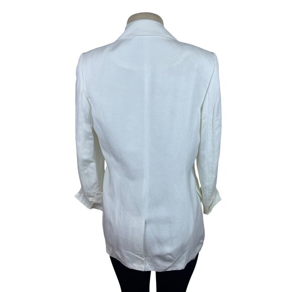 Calvin Klein Womens White Linen No Closure Suit Blazer Jacket Sz 10 - New - Picture 3 of 11
